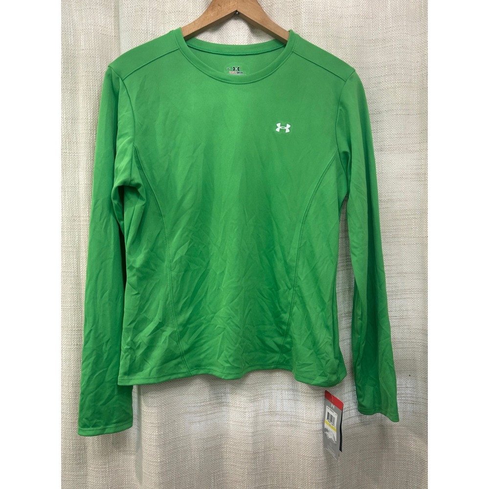 UA Under Armour NEW Womens M Heat Gear Long Sleeve Top Green Activewear